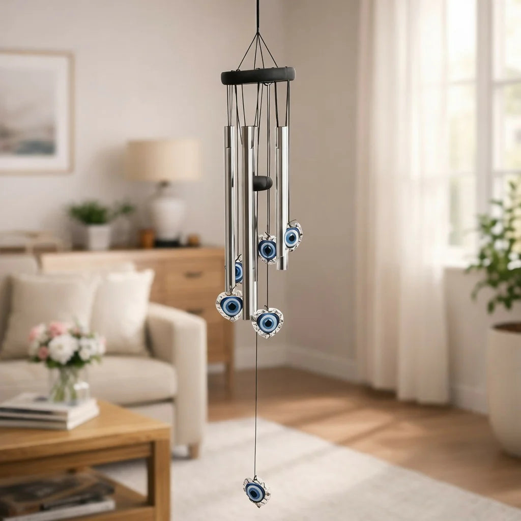 Metal Evil Eye Wind Chime for Balcony, Garden & Home Entrance Decor