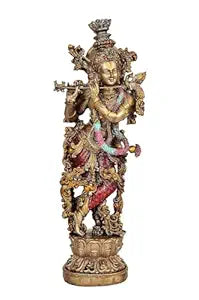 Click to see full view   VIDEO     3+ AONA Resin Krishna Statue Large Sized Slim with Flute for Home Decor | Height : 14 Inches (ARBN1)