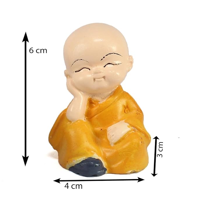 Click to see full view   3 VIDEOS     2+ eCraftIndia Resin Set of 4 Little Monk Buddha Statue Think No Evil Speak No Evil Hear No Evil See No Evil Showpiece for Home Decor Living Room Office| Diwali Housewarming Buddha Purnima Birthday Gifts