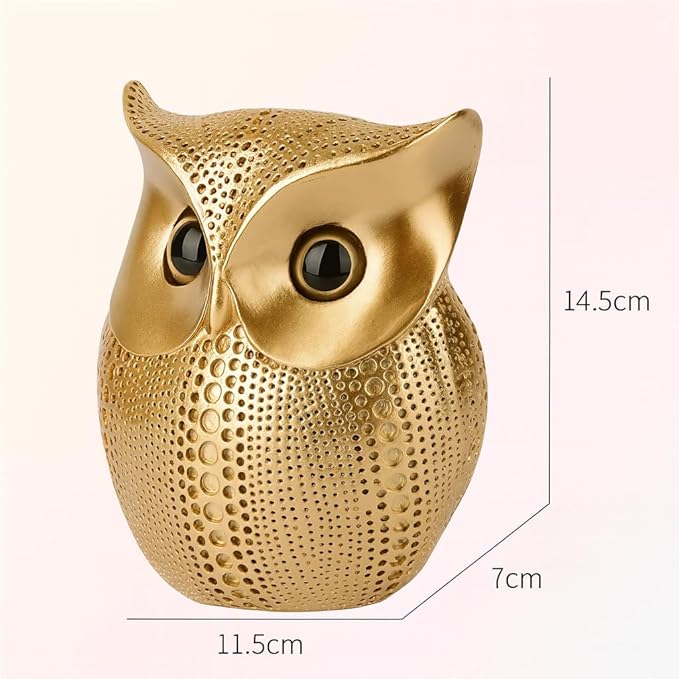 Xtore® Modern Classy Lucky Owl Resin Art Figure Showpiece (Golden), 1 Piece