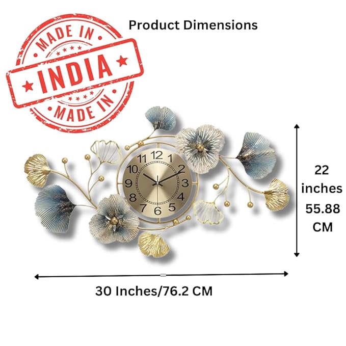 Metal Wall Clock - Elegant Home Decor for Living Room, Show Pieces for Home Decor Living Room, Stylish - Modern Design for Timeless Appeal