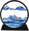 FEBLICH 3D Moving Sand Art Picture Glass Liquid Painting Natural Landscape Showpieces for Home Decor, Antique Gifts for Kids, Office Desktop Decoration, Desk Table Decorative Items (Blue)