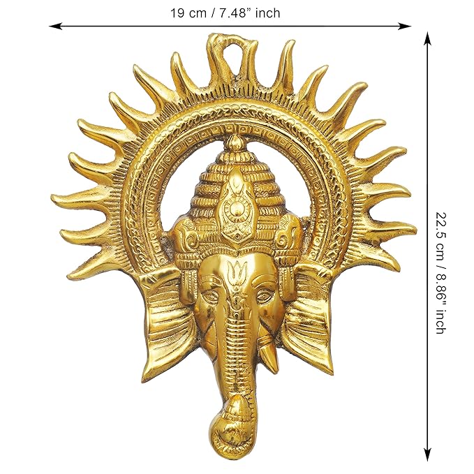 Click to see full view   2 VIDEOS     4+ eCraftIndia Golden Metal Sun Decorative Ganesha Wall Hanging | Lord Ganesha Statue Wall Art- Decorative Showpiece for Wall Decor | Diwali Decoration Items for Home Decor- Gift for Diwali Housewarming