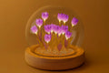LED Purple Tulip Dome Lamp with Wooden Base for Home Decor