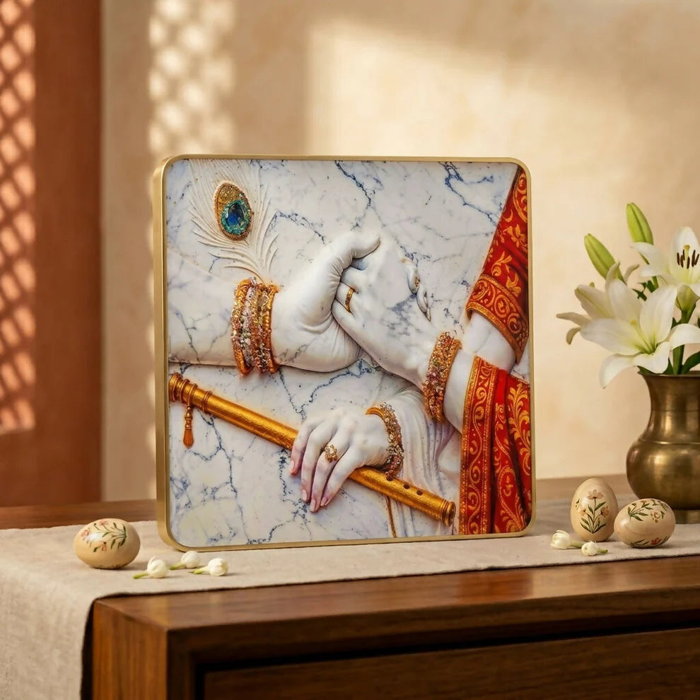 3D Radha Krishna Crystal Wall Art Frame - Elegant 12x12 Inch Decor