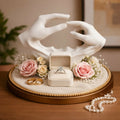 White and Gold Abstract Hand Sculpture Showpiece